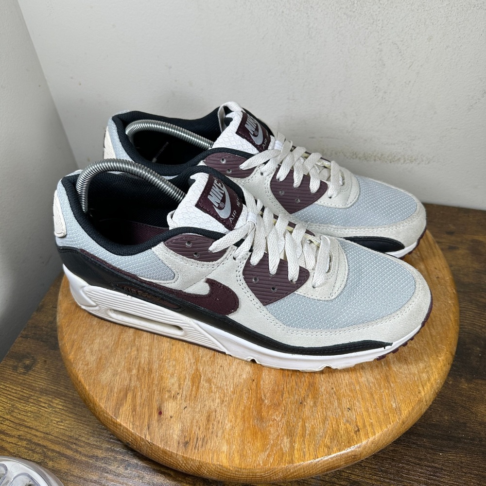 Nike Air Max 90 Mens Light Iron Ore Burgundy Crush DQ4071-004 Sneakers